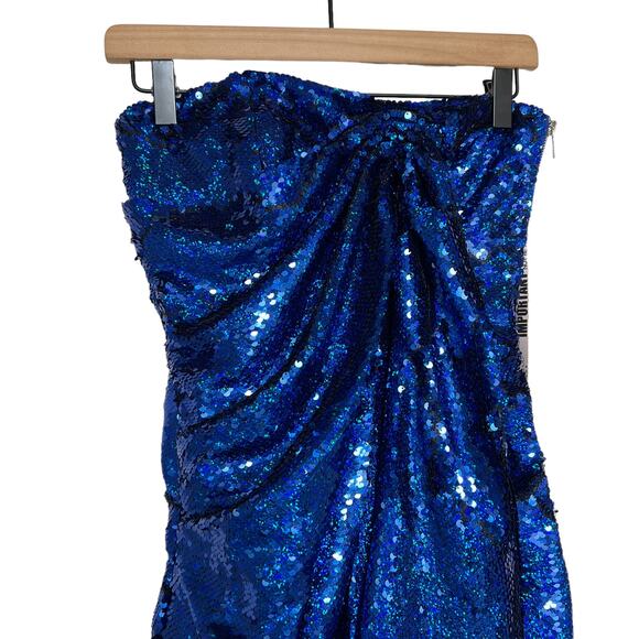 NWT House of CB LONDON GISELE COBALT SEQUIN STRAPLESS MINI DRESS XS - Picture 6 of 9